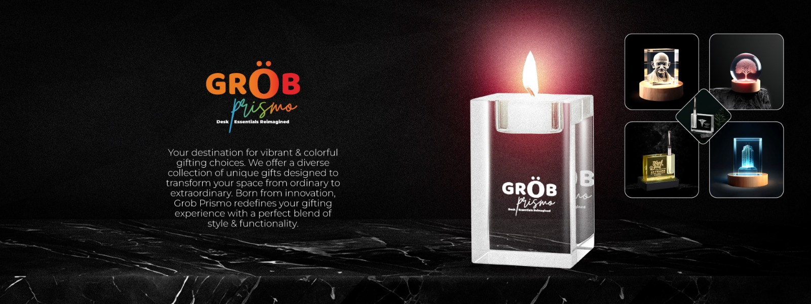 Grob prismo - banner image with tea light holder